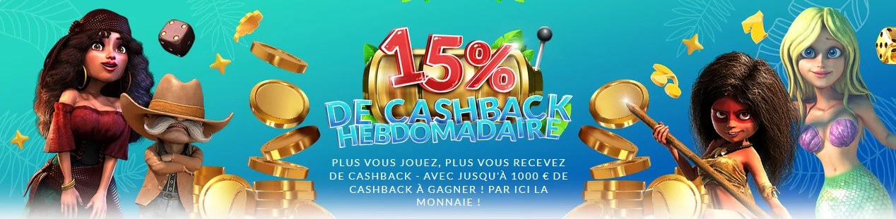 Cashback hebdomadaire 15% Lucky Treasure